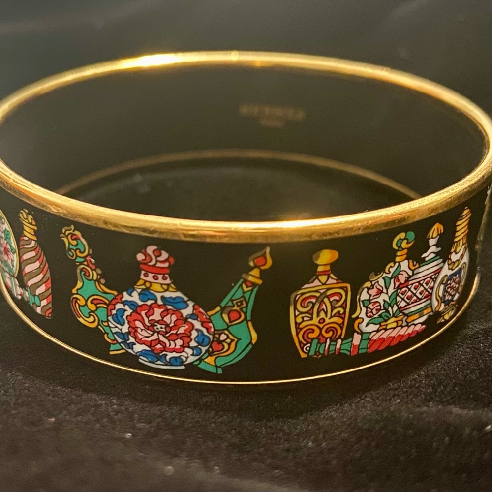 Hermes Cloisonné Enamel Wide Bangle